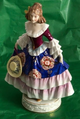 Vintage German Porcelain Figurine Of Fancy Lady