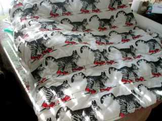 Vintage Kliban Cat Twin Bed Comforter And Top Sheet And Pillowcase Euc