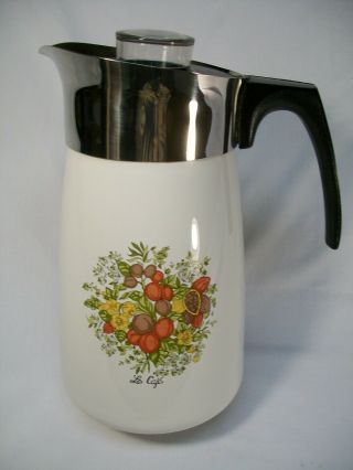Vintage Corning Ware P - 149 Spice Of Life 10 Cup Range Top Coffee Pot