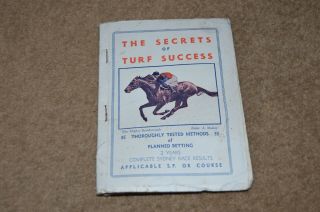 The Secrets Of Turf Success Vintage 1940s Horse Racing Betting Book Australia