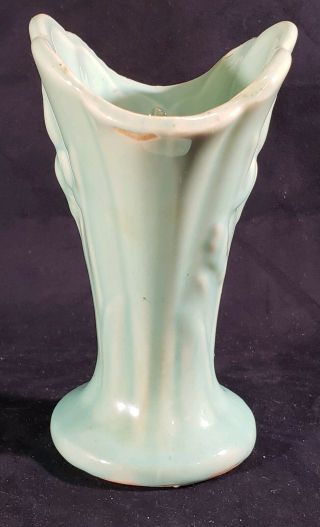 Vintage Red Wing? USA Pottery Ceramic Green Iris Vase 2