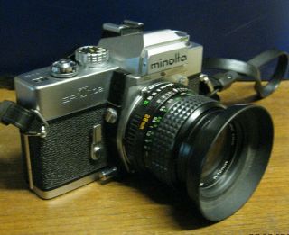 MINOLTA SRT 102 35mm SLR Film Camera With MD W.  Rokkor - X 28mm 1:2.  8 Lens 2