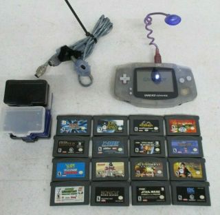 Vintage Nintendo Gameboy Advance,  16 Games Game Light Connect Cable Power Cord