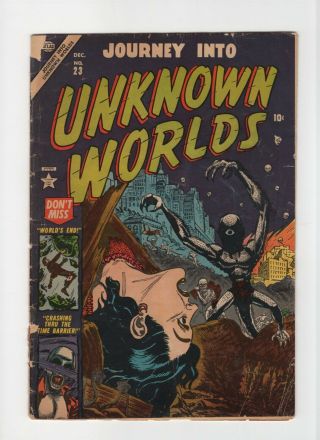 Journey Into Unknown Worlds 23 Vintage Marvel Atlas Pre - Hero Horror Alien Cover