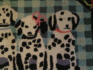 Vintage Claire Murray Hooked Wool Rug,  Dalmatian Puppies 38x26” Retired 2