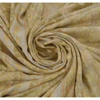 Tcw Vintage Green Saree 100 Pure Silk Printed Craft Decor Fabric Sari 2