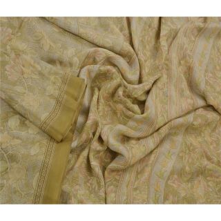 Tcw Vintage Green Saree 100 Pure Silk Printed Craft Decor Fabric Sari 3