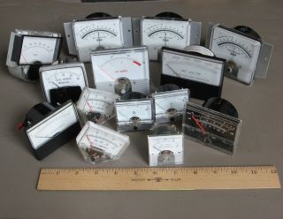 14 Vtg.  Analog Meters From Electronic Lab Equipment—steampunk,  Mad Scientist Lt1