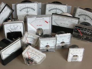 14 Vtg.  Analog METERS from Electronic Lab Equipment—Steampunk,  Mad Scientist Lt1 2