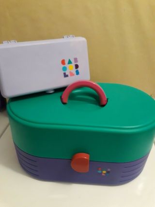 Vintage 1990s Caboodles Train Case Teal Purple With Extra Makeup Case 2640
