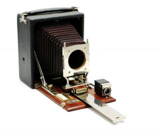 Rare Century Folding Red Bellows Wooden Camera 3 1/4 X 4 1/4 C1905