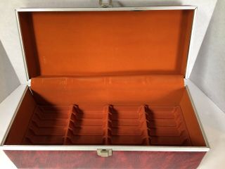 Vintage Red Brown Faux Leather 8 Track Carrying Case Holds 24 Tapes 8