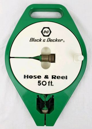 Vintage Black & Decker 50 Ft Garden Hose Reel 8600 Retractable Wind Up Flat Usa
