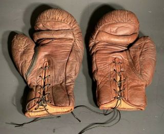VINTAGE 1920 ' S THOS E WILSON LEATHER BOXING GLOVES.  EXTREMELY SCARCE 2