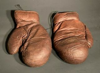 VINTAGE 1920 ' S THOS E WILSON LEATHER BOXING GLOVES.  EXTREMELY SCARCE 3