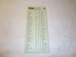 Vintage Ibm System 360 Reference Data Green Card Pamphlet Machine Instructions