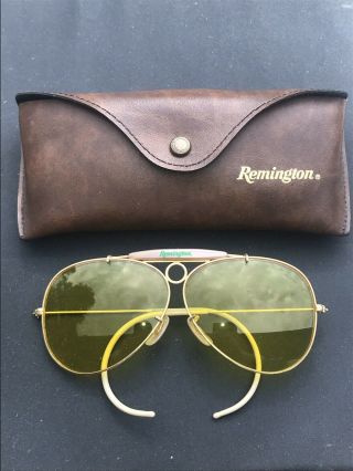 Vintage Remington Shooting Glasses W/yellow Lens & Case Aviator Style -