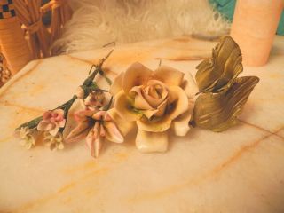Fabulous Vintage Set Of 6 Porcelain Flowers Including Roses - Set 3