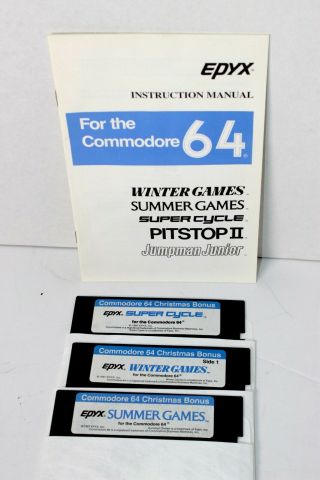 Epyx Winter Games For Commodore 64 Plus 4 More Games & Instructions
