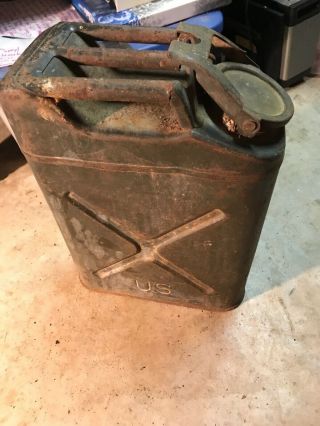 Vintage Us Metal Gas Jerry Can Military Fuel 5 Gallon Icc5l Great Cond