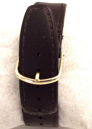 Vintage PULSAR Gold Tone Cased,  Leather Band QUARTZ Wrist Watch - B42 4