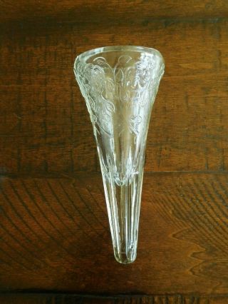 Vintage Clear Glass Etched Automobile Flower Bud Vase Ford Dodge Hearse Mopar