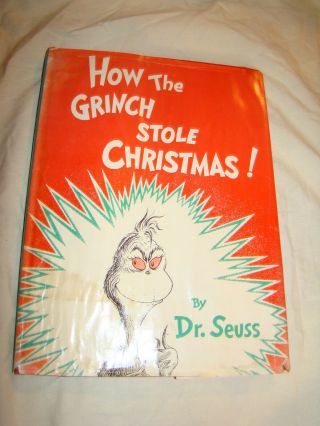 Vtg 1957 How The Grinch Stole Christmas Dr Seuss Hc/dj Children 