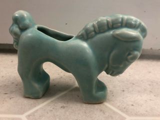 Vintage Mccoy Pottery Stretch Aqua Blue Horse Planter Mcm Mid Century