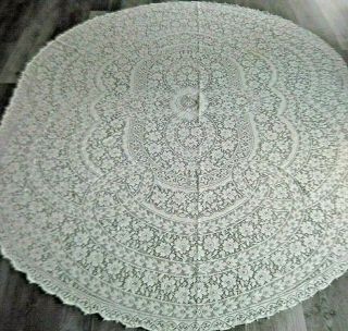 Stunning Vintage Lg White Oval Quaker Lace Tablecloth 66 " X 90 " Princess 1207