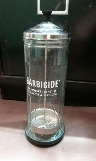 Vintage Barbicide Disinfectant Fungicide & Virucide Glass Jar - Barber Shop