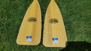 Matched Vintage Feather Brand/caviness 54 " Wood Canoe Paddles - Usa Made