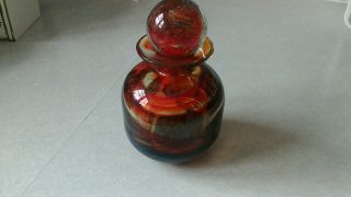 Stunning Mdina Vintage Glass Bottle/decanter With Stopper Signed Red Swirls
