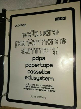 1973 Dec Pdp - 8 Software Performance Summary Papertape Cassette Edusystem