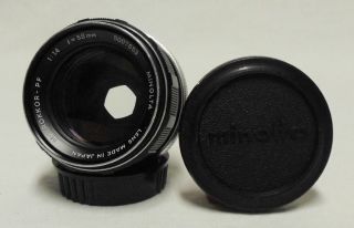 Oem Minolta Mc Rokkor - Pf F/1.  4 58mm Prime Lens Slr Film Camera Micro Dslr W/caps