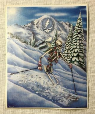 Vintage 1992 Grateful Dead Sticker Decal Snow Skiing Skeleton 4 1/2“ X 6“