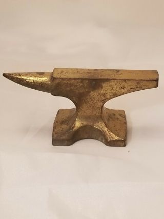 Vintage Miniature Brass Anvil Advertising Paperweight Farmers National Bank