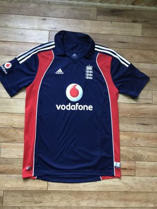 Vintage Adidas Cricket Polo Shirt Vodafone England Red Blue Size M 40” 42” Chest