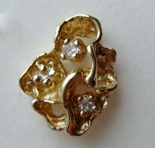 Vintage 14k Gold Nugget Diamond Men 