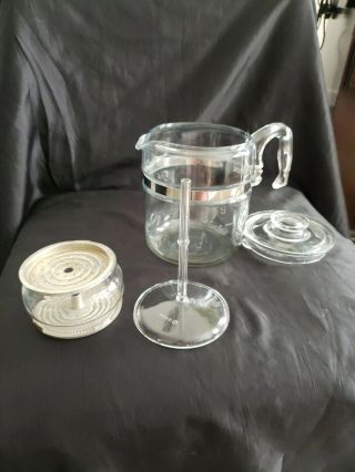 Vintage 6 - 9 Cup Pyrex Glass Coffee Pot Percolator Flameware Complete 7759 - B