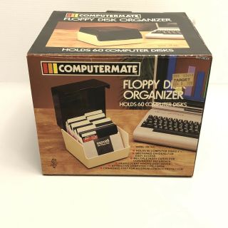 Vintage Computermate Floppy Disk Storage Box Organizer With Dividers
