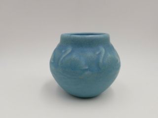 Vintage Rookwood Pottery Arts & Crafts Squat Vase Blue Glaze 3
