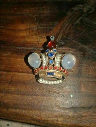 Vintage Trifari Sterling Silver Jelly Belly Crown Pin