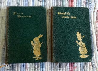 Lewis Carroll Alice In Wonderland & Tlg Set Macmillan Miniature Ed In Leather