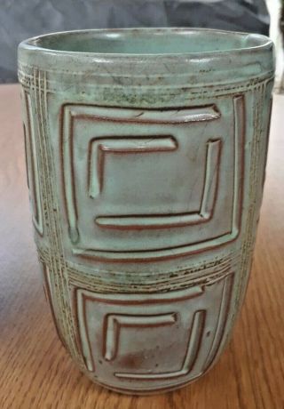 Vintage Puerto Rico Sgraffito Pottery Cup Vase