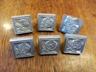 Set Of 6 Vintage Craftool 3d Leather Cub Scout Stamps Bsa; Wolf,  Bear,  Bobcat