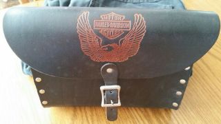 Vintage Harley - Davidson Motorcycle Leather Handlebar Tool Bag Pouch Biker Gear