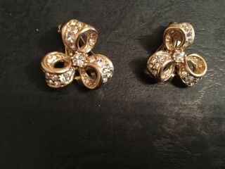 Earrings Attwood And Sawyer (a&s) Gold Costume & Crystal Clip On Vintage