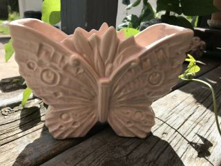 Vintage Mccoy Circa 1940’s Pink Butterfly Planter