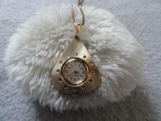 Vintage Swiss Made Caravelle Wind Up Necklace Pendant Watch