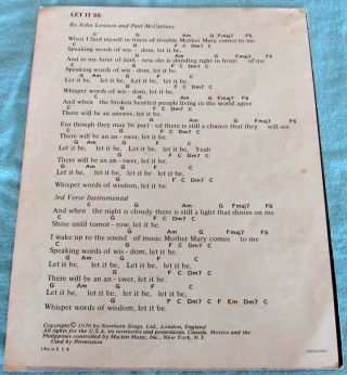 THE BEATLES: LET IT BE; Vintage 1970 Sheet Music 5